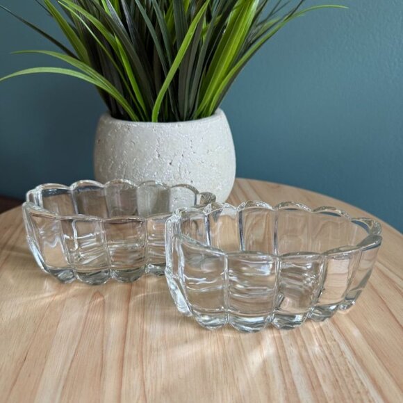 Vintage Princess House Clear Crystal Scalloped Oval Bowls Set Of 2 - Picture 1 of 10